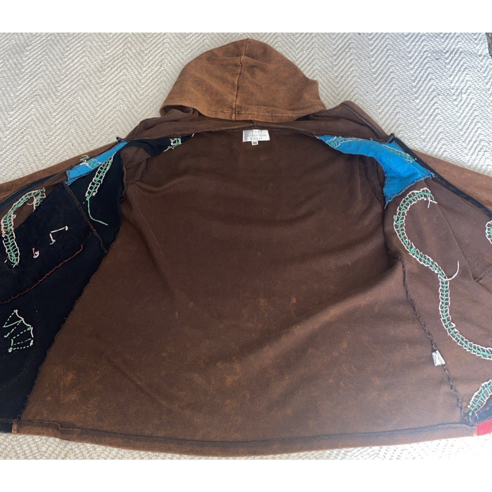 The Collection Royal Hoodie Jacket Women Medium Artsy Zip Hippy Boho 90'S Vibe - Picture 9 of 10